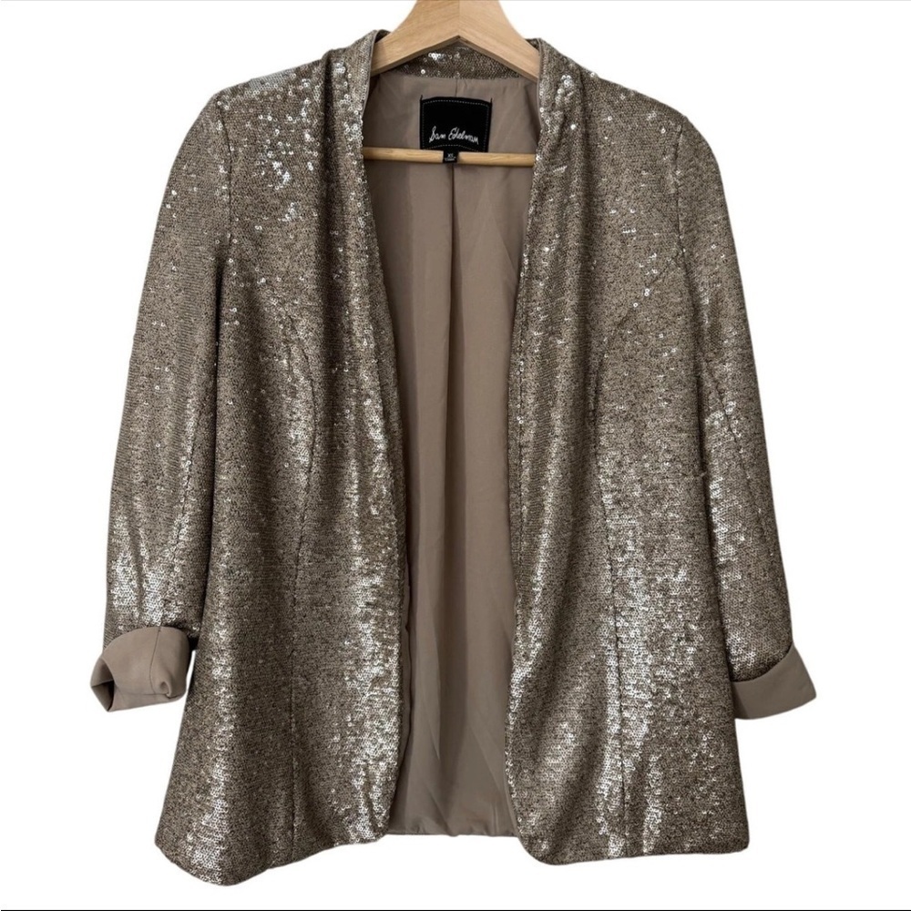 Sam Edelman Sequin Boyfriend Blazer Champagne Size XS, NWT!